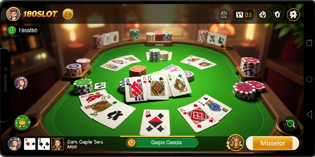 Screenshot utama 180SLOT menampilkan gameplay Gaple yang seru.