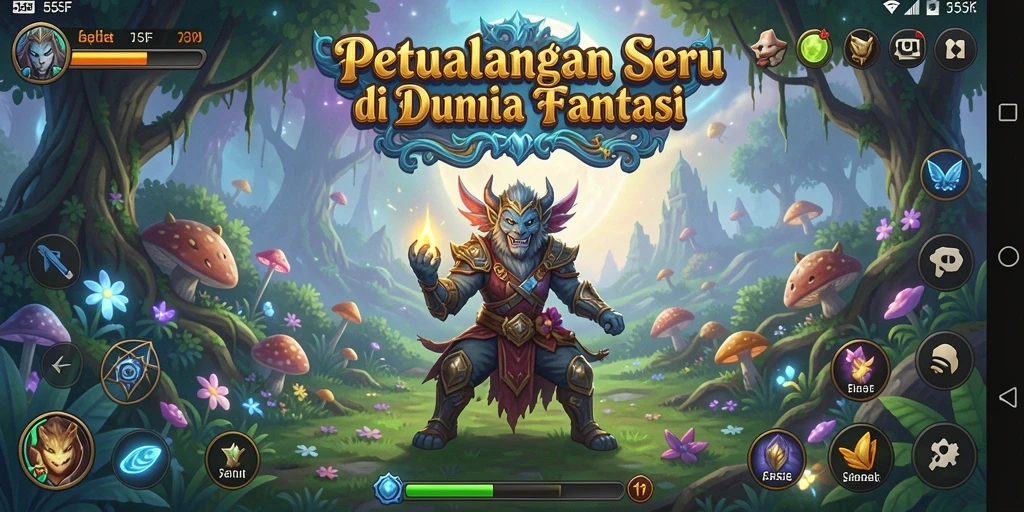 Tampilan gameplay seru di dunia petualangan 555F.