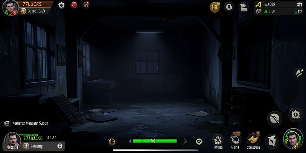 Tangkapan layar gameplay <strong>77LUCKS</strong> menunjukkan suasana mencekam dan menegangkan.