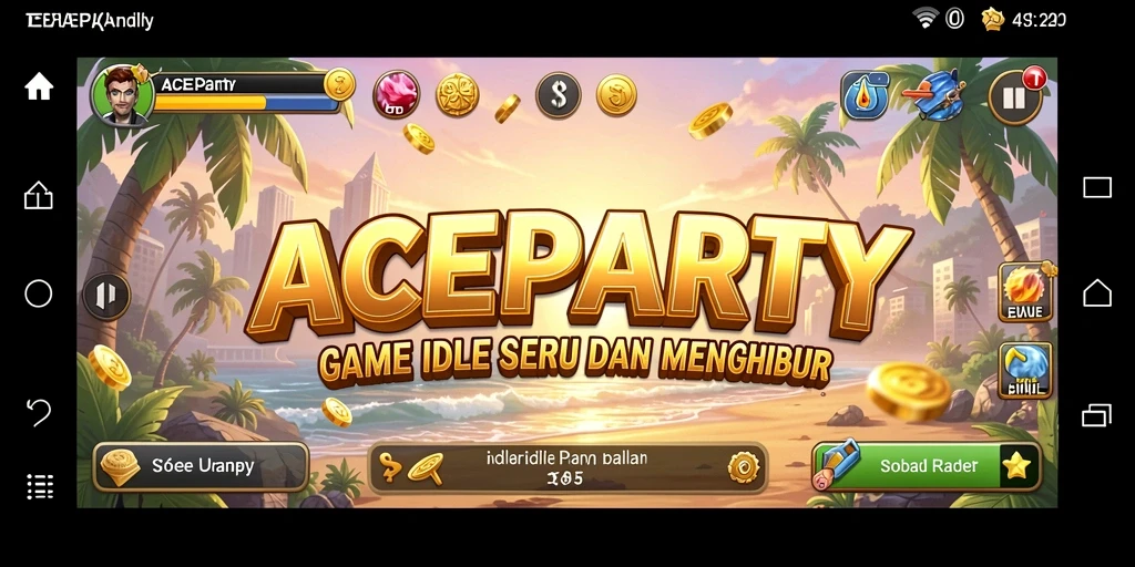 Tampilan gameplay ACEPARTY yang menghibur dengan karakter lucu dalam permainan Idle.