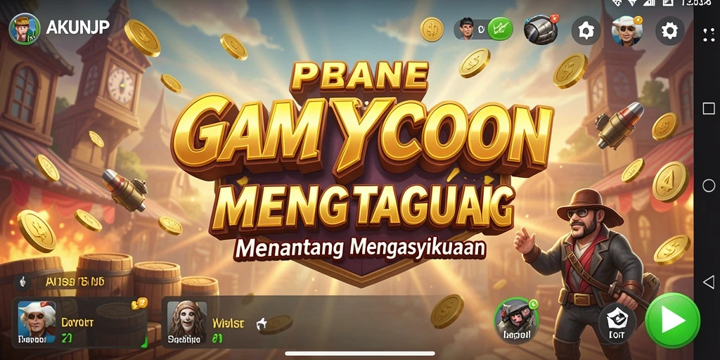 Screenshot gameplay AKUNJP yang menampilkan pengelolaan bisnis yang seru.