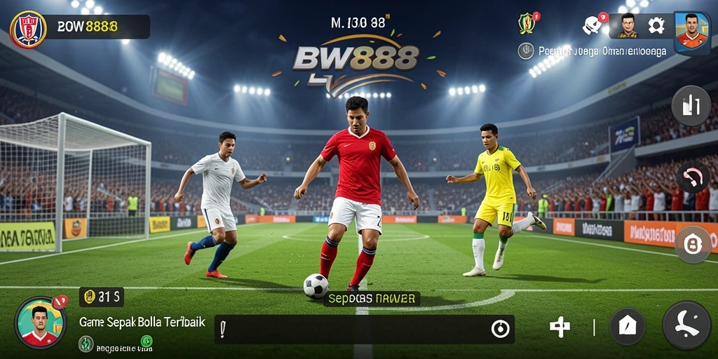 Gameplay intense BW888 dalam suasana pertandingan sepak bola yang nyata.