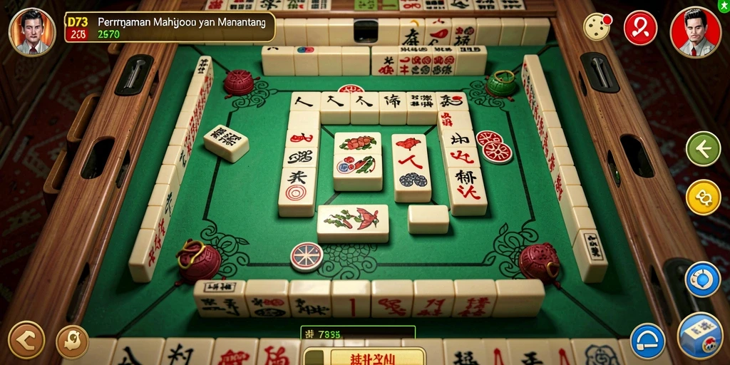 Tampilan gameplay D73 menunjukkan momen menegangkan di papan Mahjong.