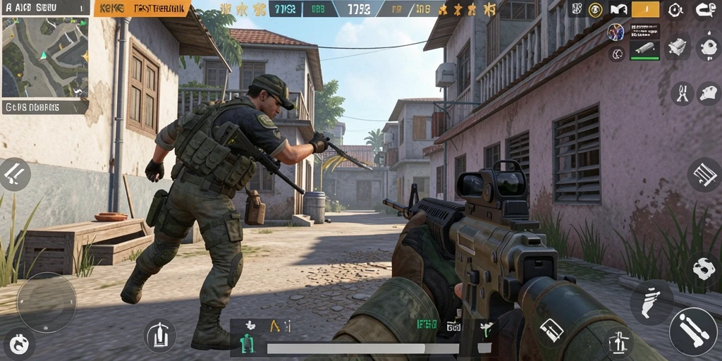 Tangkapan layar gameplay K3K3 menunjukkan aksi menegangkan di FPS.