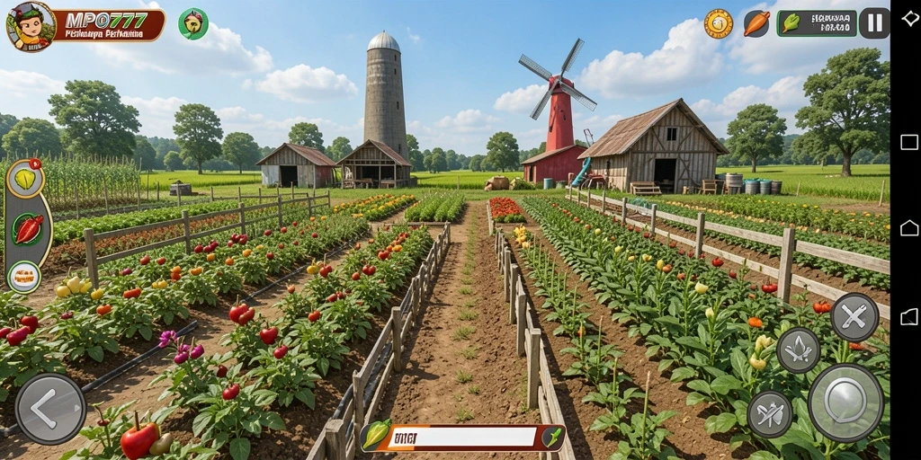 Screenshot MPO777 menunjukkan gameplay seru bertani dan merawat tanaman.