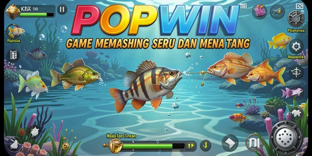 Gameplay menarik dalam <strong>POPWIN</strong> saat memancing berbagai jenis ikan.