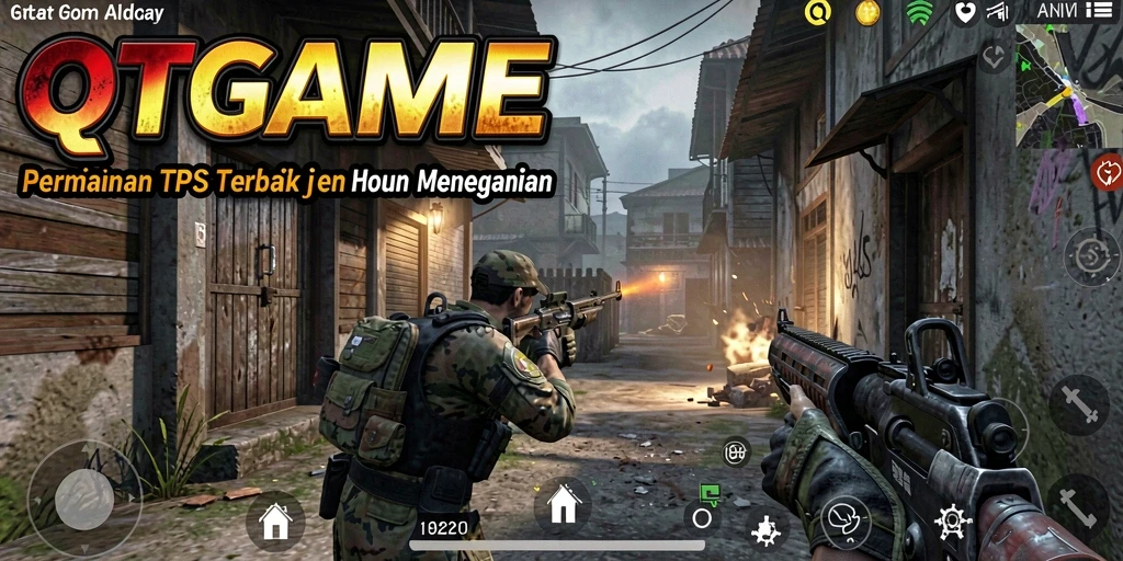Tangkapan layar QTGAME menampilkan aksi seru dalam gameplay TPS.