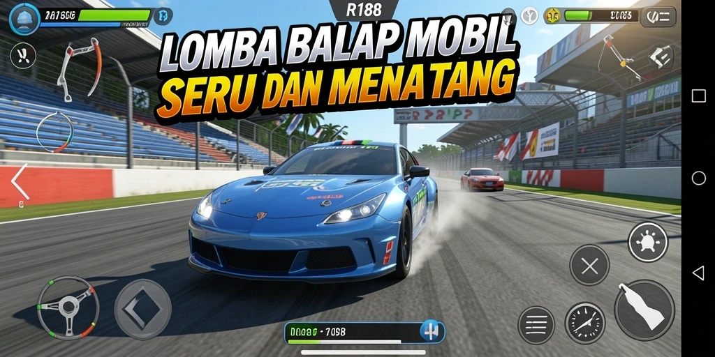 Tampilan gameplay seru balap mobil di RI188.