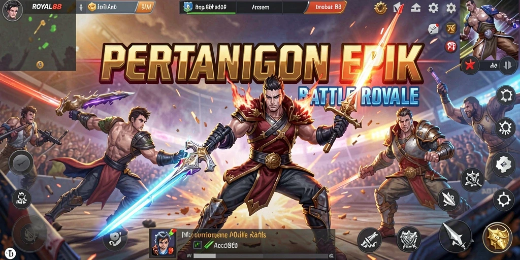 Screenshot gameplay ROYAL88 menampilkan pertarungan epik di arena Battle Royale.